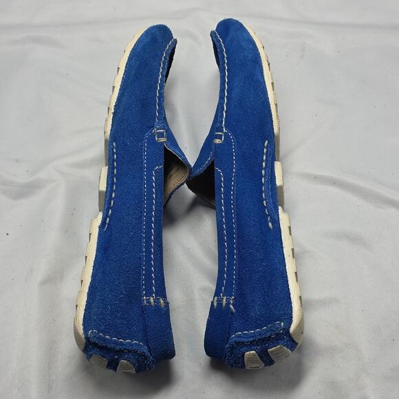 Florsheim Vintage Electric Blue Suede driving Elegant Loafers Mens 8.5 In Guc - Picture 12 of 16